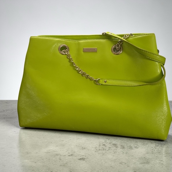 Kate Spade Neon Lime Green Patent Leather Shoulder Bag- EUC